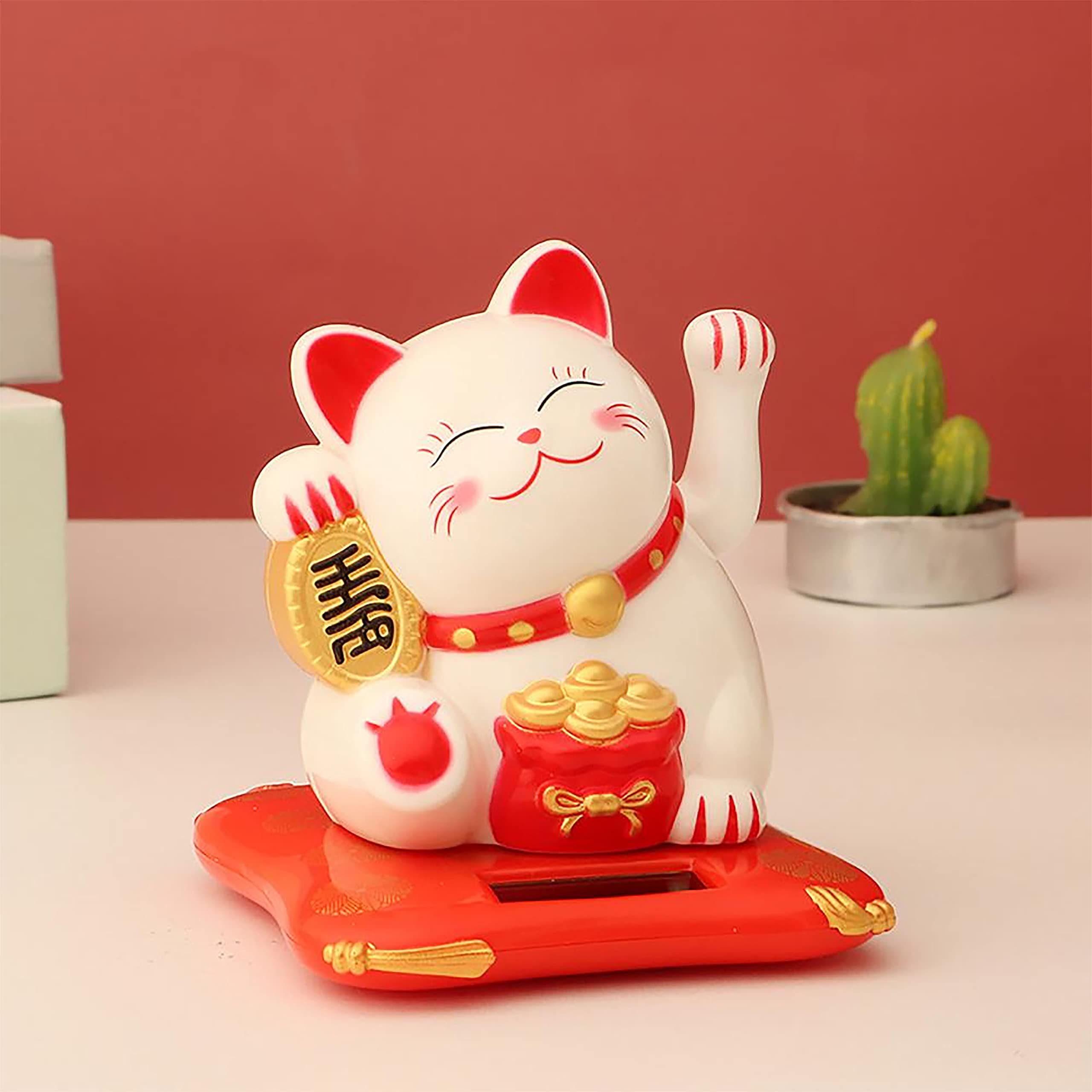 Lucky Cat Solar Maneki Neko - Bring Wealth & Good Fortune -5 Lucky Cat Solar Maneki Neko - Bring Wealth & Good Fortune -5
