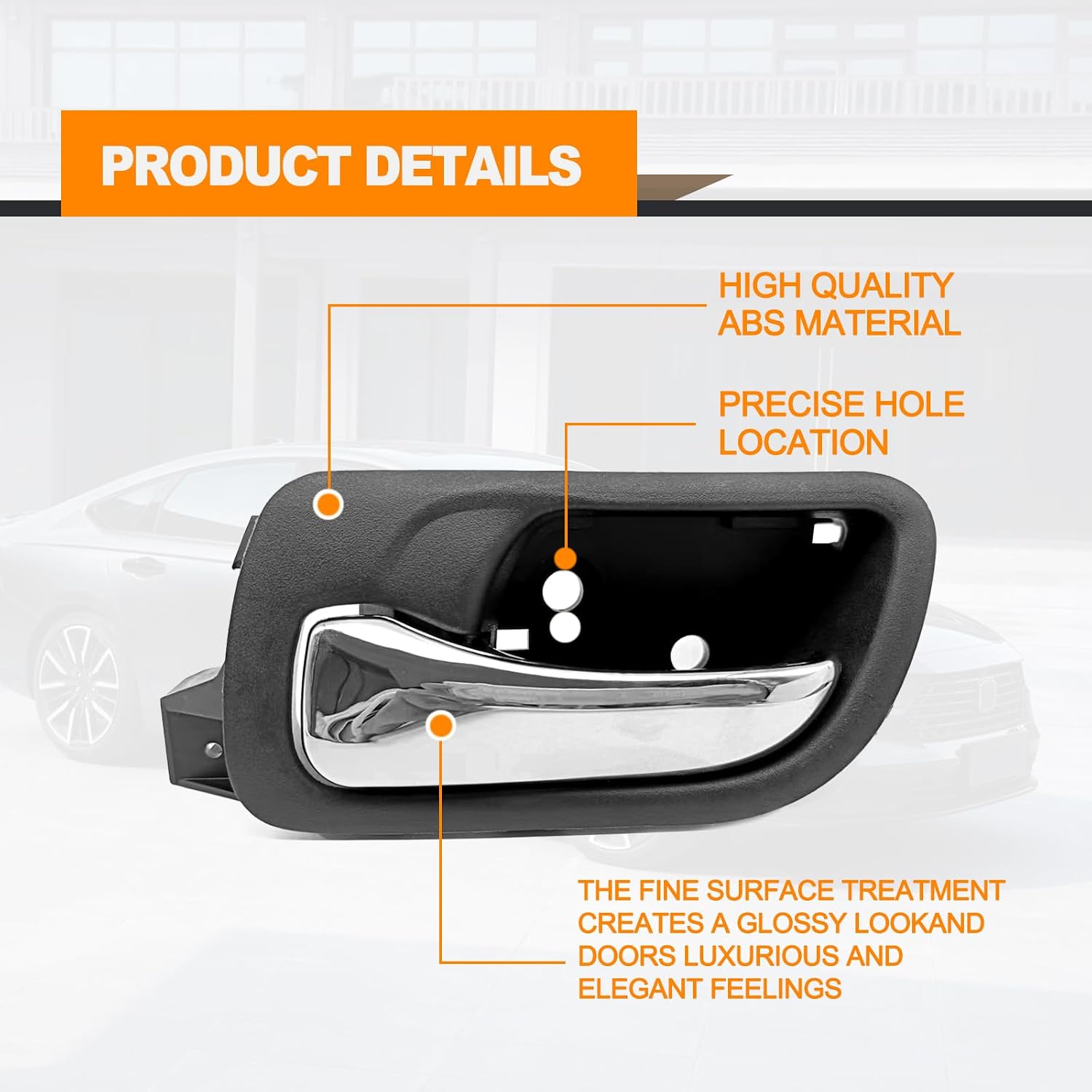 Interior Door Handle Front Driver Side, Compatible with 2003 2004 2005 2006 2007 Honda Accord, Replacements 72160SDAA02ZA, 72160SDAA02ZC, 79542, Black