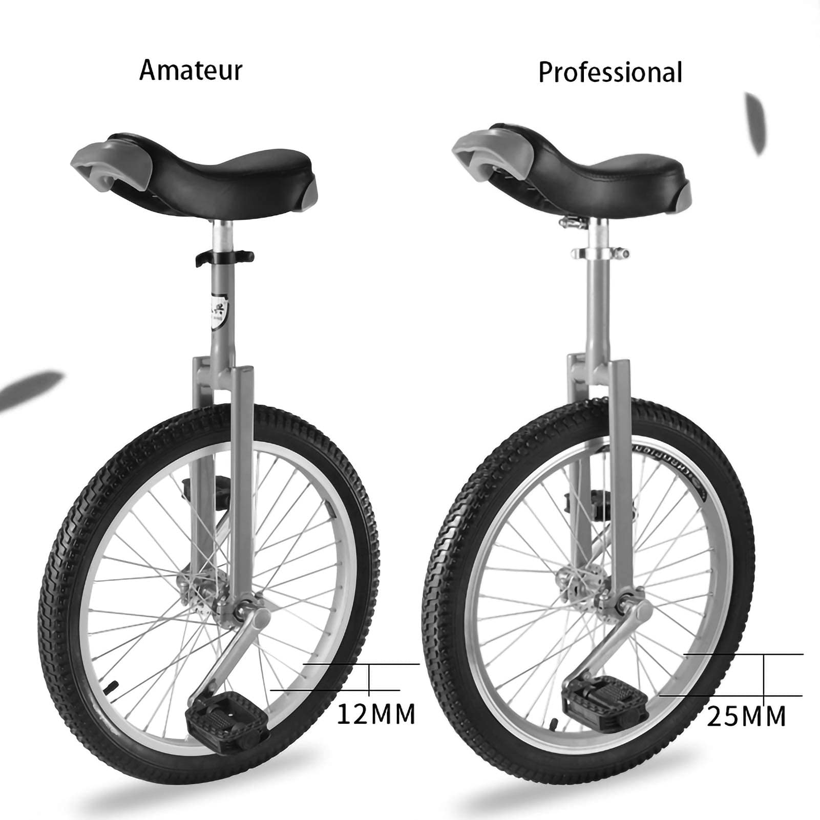 Rower jednokołowy Rower jednokołowy Dla dorosłych Dzieci Mężczyźni Nastolatki Chłopiec jeździec Górski rower monocyklowy na świeżym powietrzu Wolny stojak na koła (kolor: różowy, rozmiar: 18 cali-A)