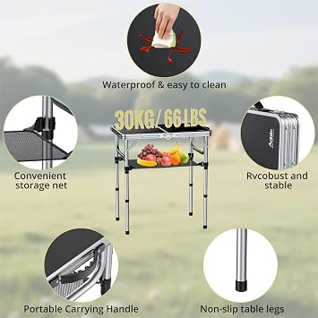 Anbte 2ft Folding Camping Table, 23x 16 Small Folding Table Portable