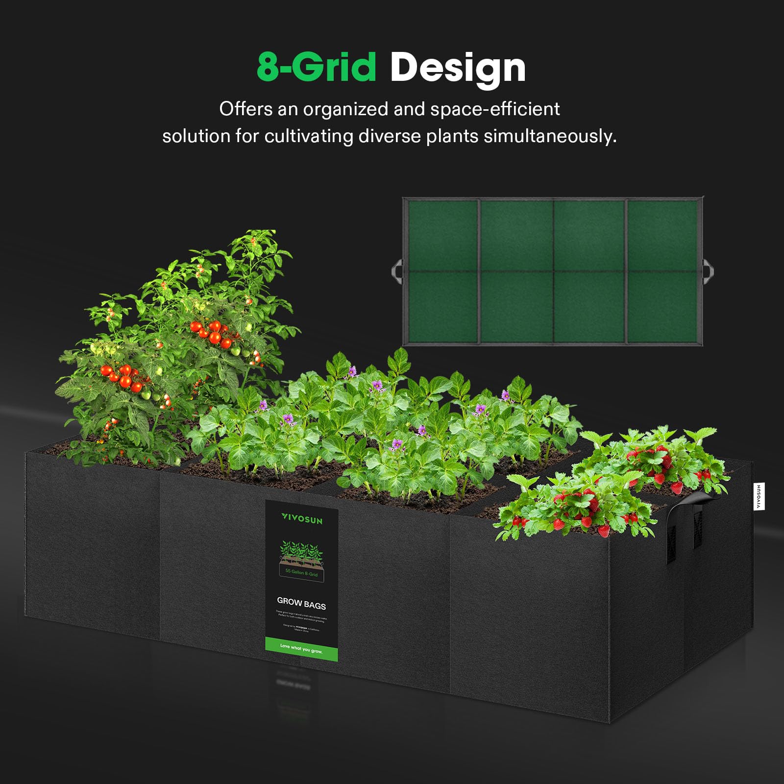Amazon.com: VIVOSUN 8-Grid 55 Gallon Plant Grow Bags, Large Fabric  display picture 1