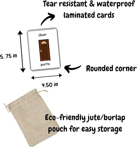 Miniatura 4 de Tarjetas didácticas bilingües italianas en inglés  Tarjetas flash laminadas  Tarjetas Montessori  Elige tu juego (artículos de casa)