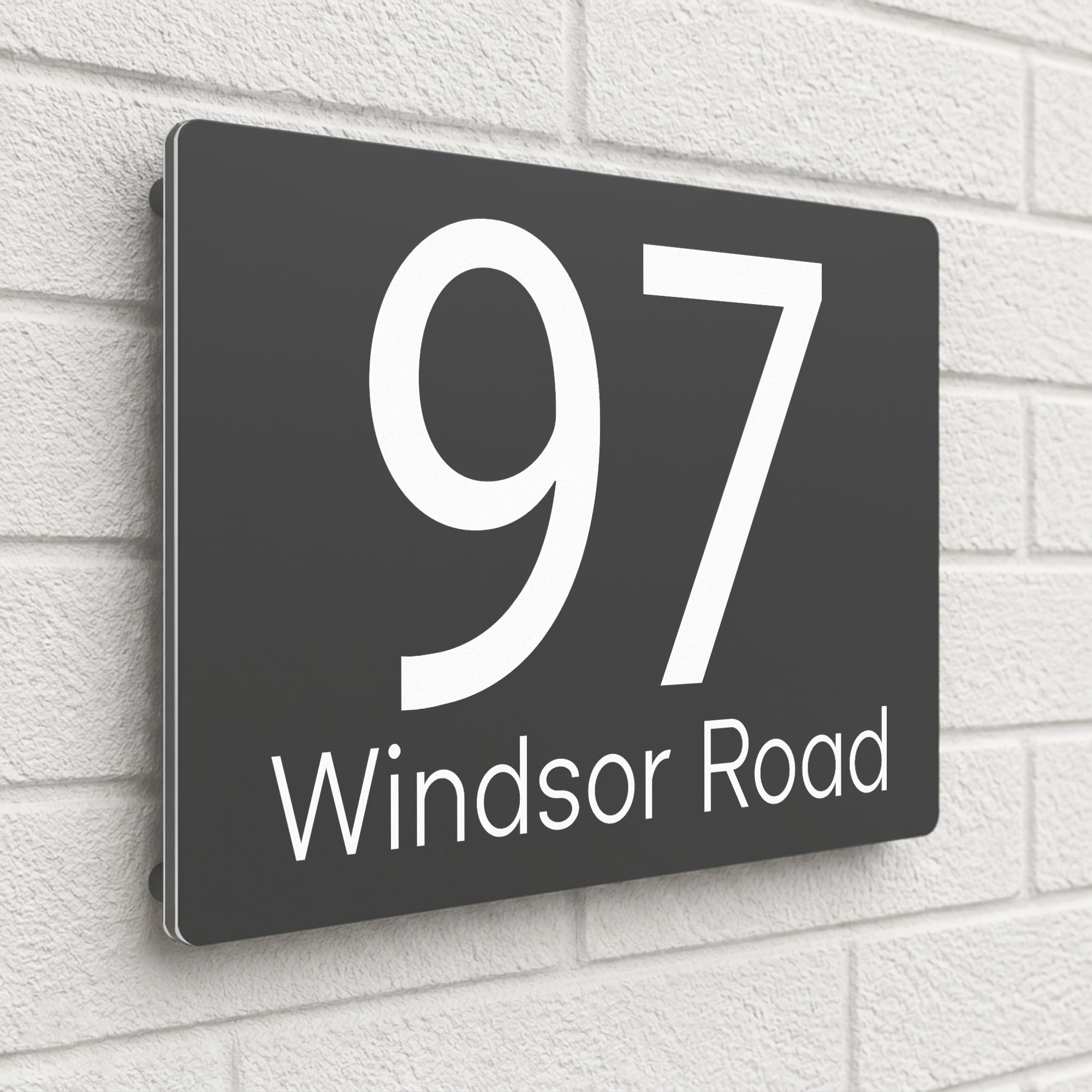 Housics Personalised House Number Plaque, Door Sign, Grey, 280mm x 160mm — image 1
