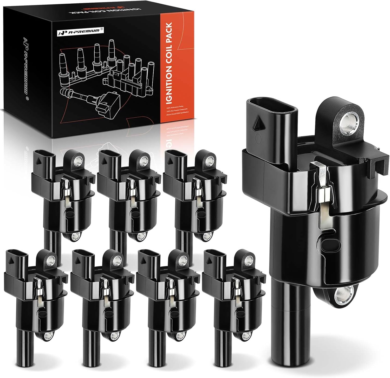 A-Premium Ignition coil Pack Compatible with Chevrolet Silverado 1500/Corvette 2014-2019, Tahoe/Suburban 2015-2019, Camaro & GMC Sierra 1500 2014-2019, Yukon & Cadillac Escalade, CTS 8-PC Set