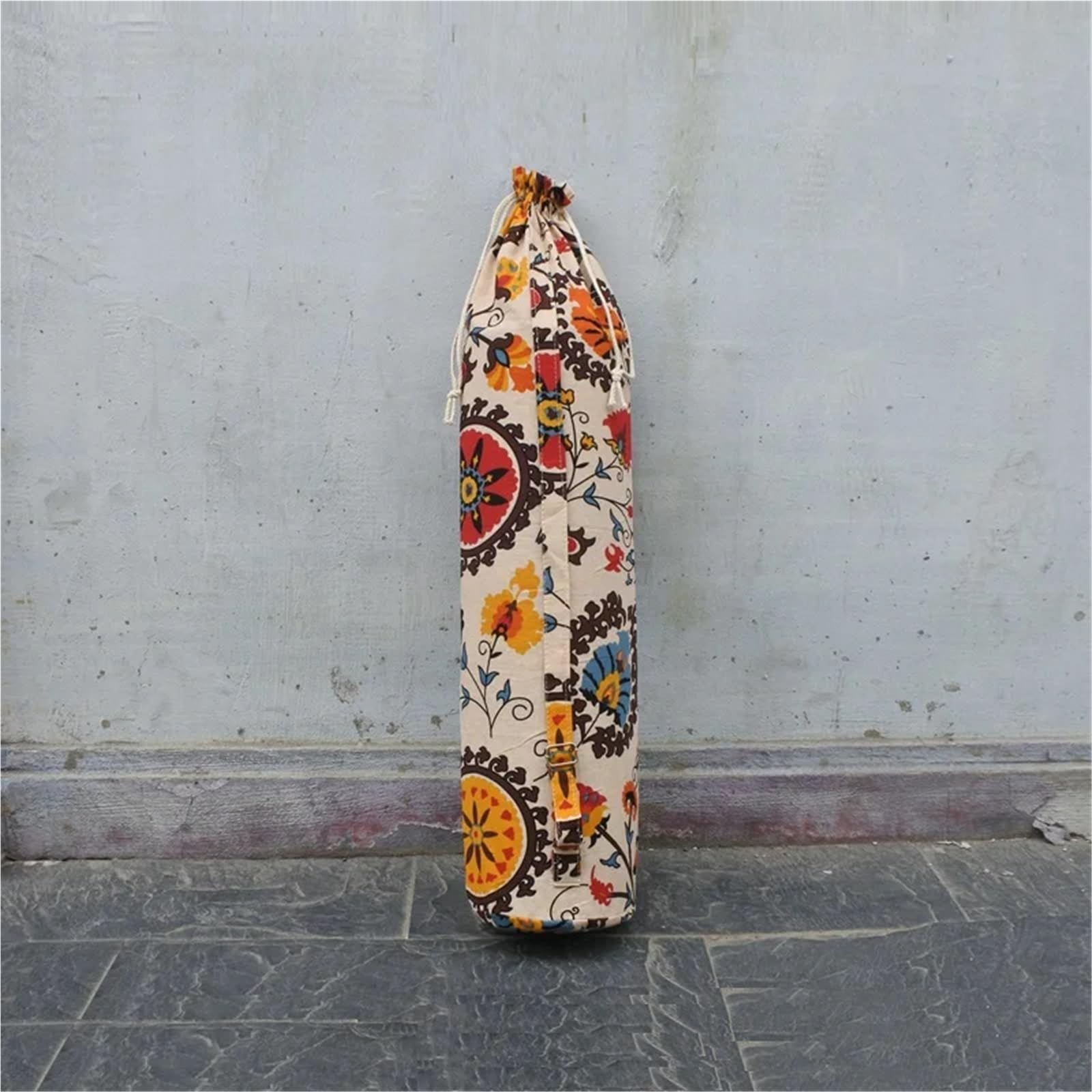 Bolsa Para Esterilla De Yoga Bolsa Retro de algodón puro for Yoga, bolsa portátil for esterilla de gimnasio, mochila de Yoga de gran capacidad, funda for esterilla de Yoga y Pilates de un solo hombro,