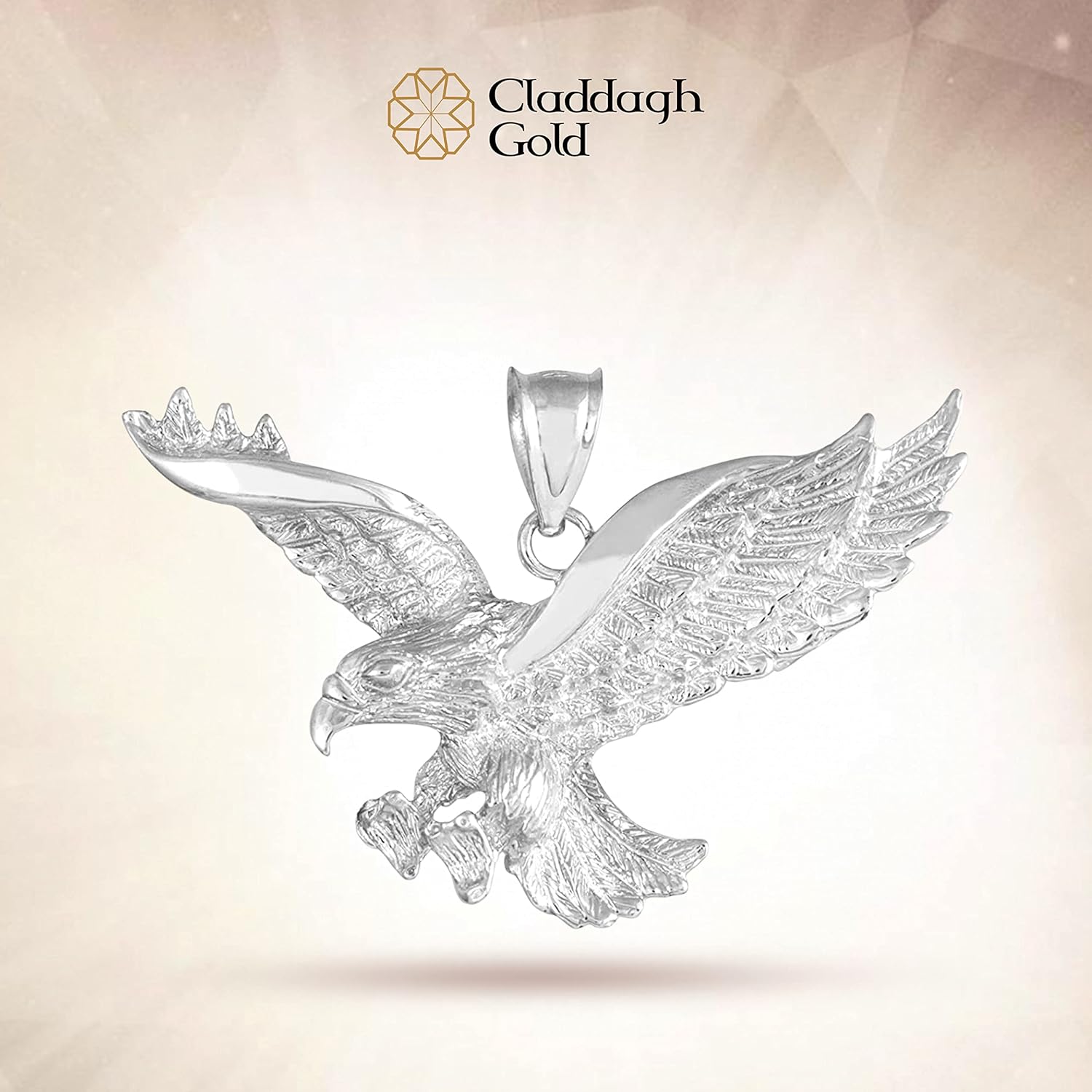 Claddagh Gold 925 Sterling Silver Flying Eagle Pendant - Image 4