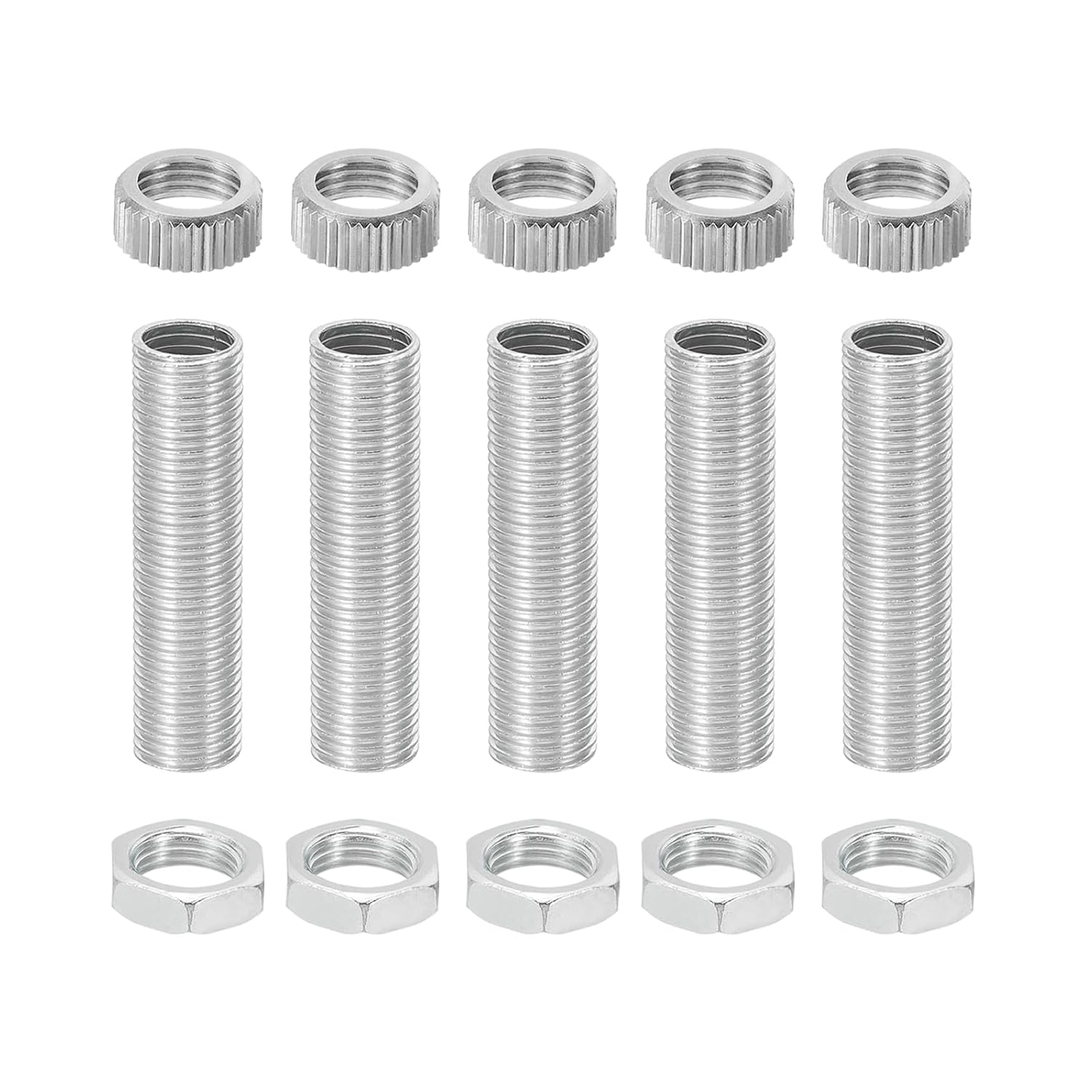 MECCANIXITY G4 Lamp Hardware Fixtures Kit, M10x30mm Thread Lamp Pipe Nipple with Hex Nuts Socket Caps Fit for G4 Bulb Light Socket, Pack of 5