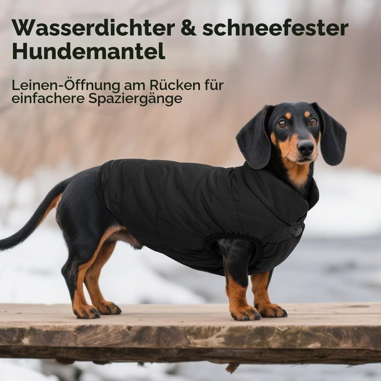ASENKU Hundemantel Winter L – wasserdichte Hundejacke für mittelgroße Hunde | mit Geschirröffnung, Fleece, Druckknöpfe, Wintermantel & Winterjacken Ideal für Spaziergänge und Spiel im Freien bei Kälte.