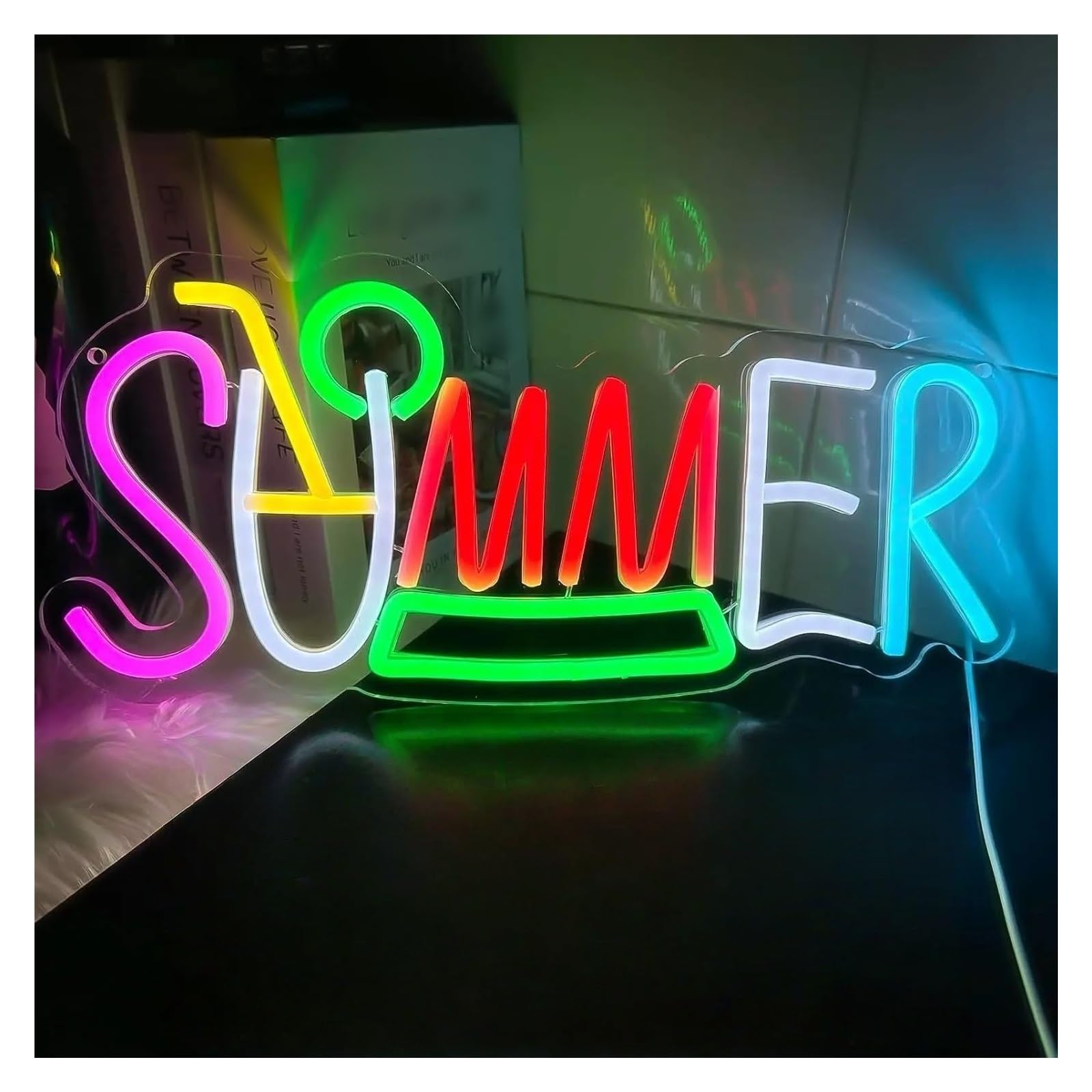 SHOUXI Sign Lamp Summer Neon Sign Tropical Surf Wave Light for Bar Beer Club Game Room Living Room Home Decoration 40cmх18cm