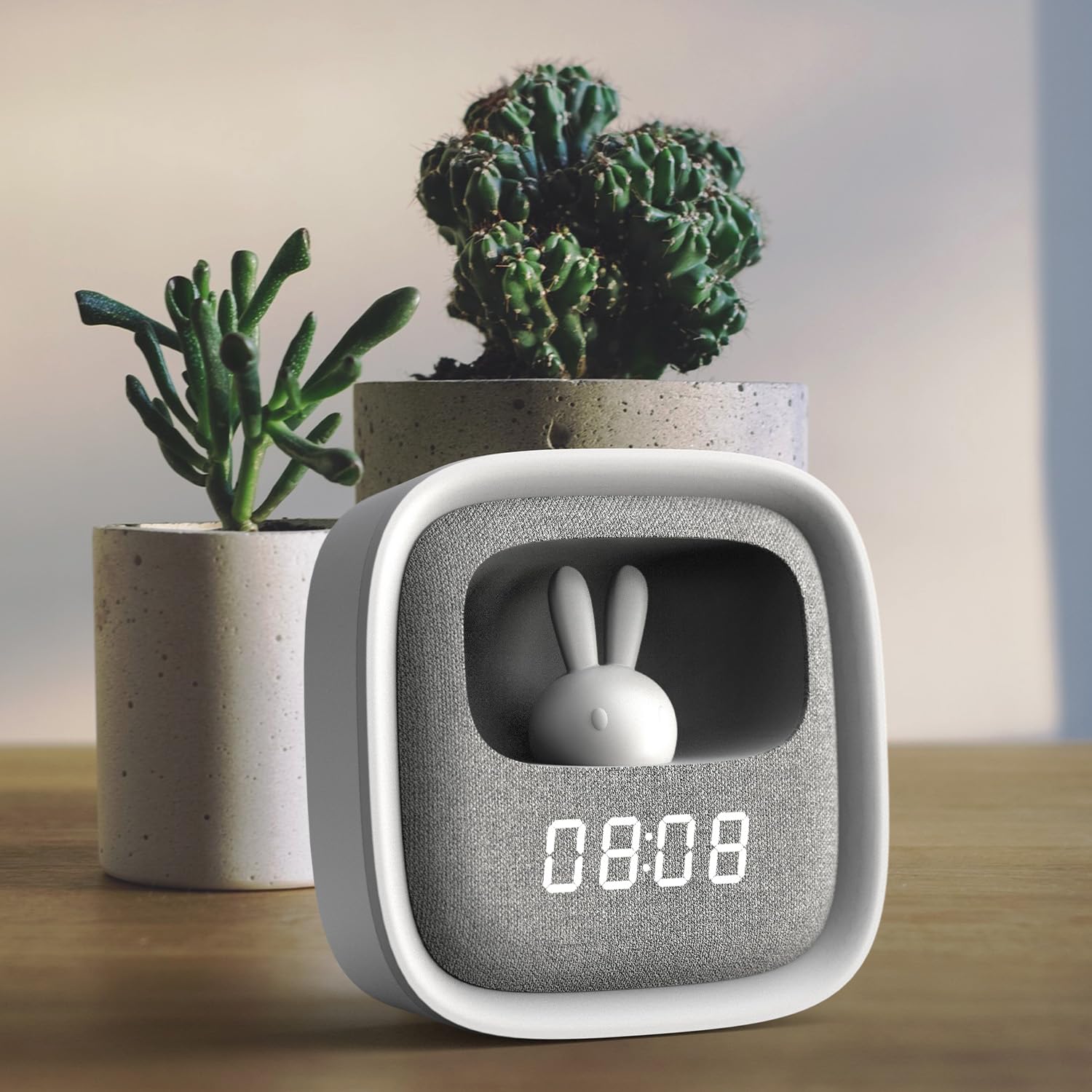 Forever Luz LED PURE FNL-06 AURORA Reloj despertador con conejito nocturno - Reloj digital, despertador, luz nocturna para dormir, para niños, temporizador, ajustable, para habitación infantil, conejo