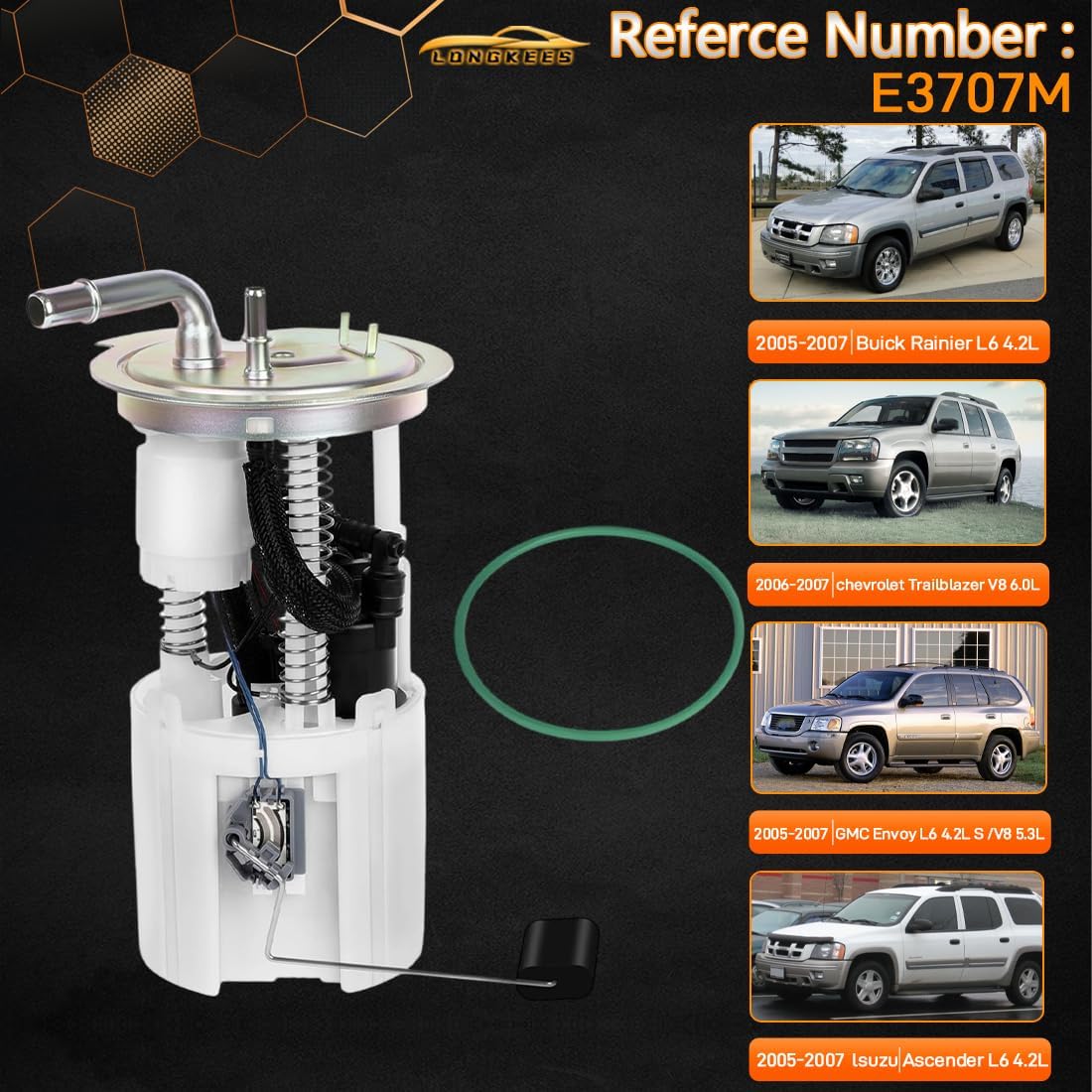 Electric Fuel Pump Module Assembly with Pressure Sensor FIT Trailblazer, Rainier, Envoy, Saab 9-7x, Ascender 2005–2007 – Replace E3707M, FG0515, FG0833, MU1396, P1635M - Image 2