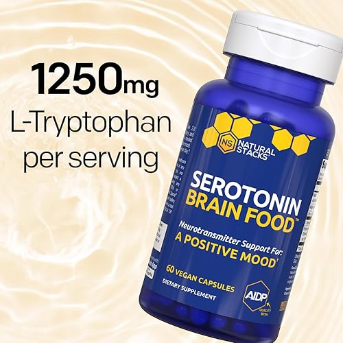 Miniatura 3 de Serotonin Brain Food - 1250 mg de L-triptófano y 400 mg de Rhodiola Rosea Suplemento - Suplemento de apoyo del estado de ánimo para aliviar el