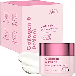 Radiant Aura Creme facial de colágeno e retinol – Hidratante coreano antienvelhecimento testado por dermatologistas para suavizar e firmar – Fórmula premium para cuidados com rugas e rejuvenescimento
