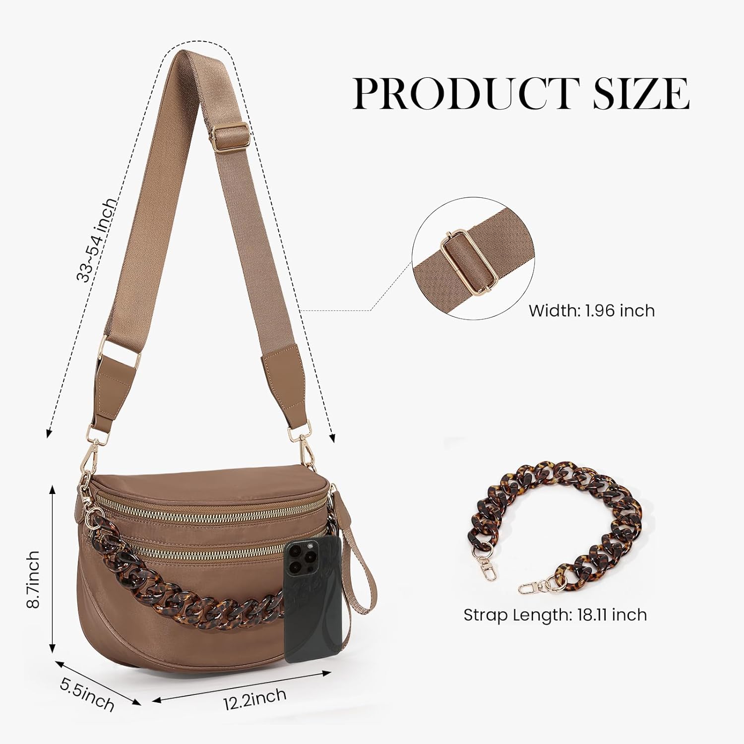 Lushandy Bum Bag Women's Checkered Crossbody Bag Nylon Cross Body Bags Plaid Mom Everyday Purse for Travel