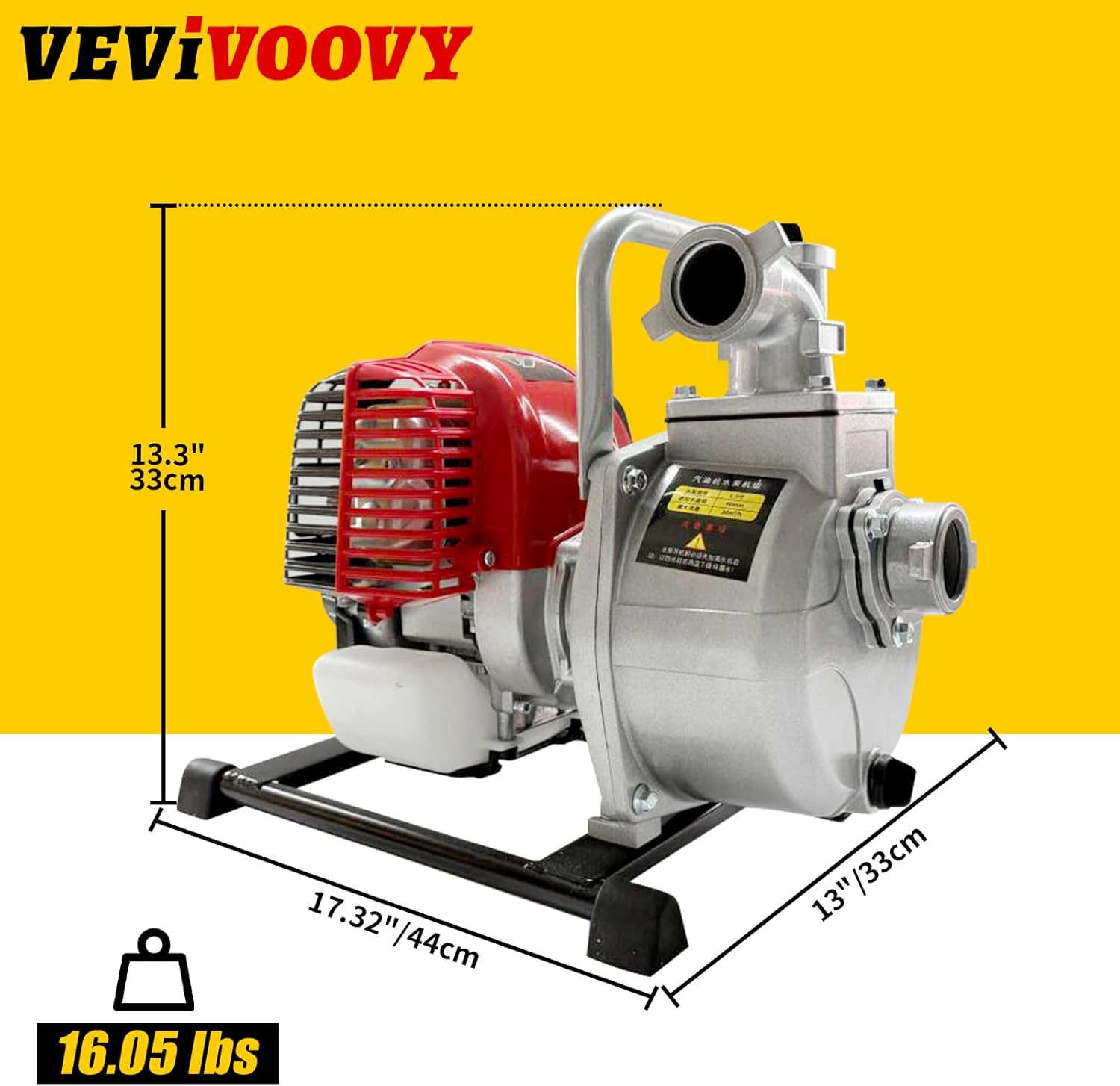 1.9HP 4 Stroke Gas Gasoline Water Pump,1.0" Inch 1.45KW Petrol Water Transfer High Pressure Pump, 39CC Trash Pump 8500RPM Air Cooling Single-cylinder for Irrigation Pool