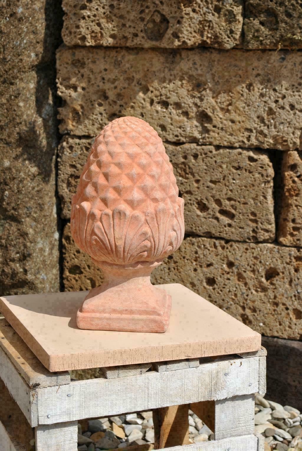 Zapfen,Pinienzapfen,helles Terracotta,Gartendeko,Italian Style,28cm