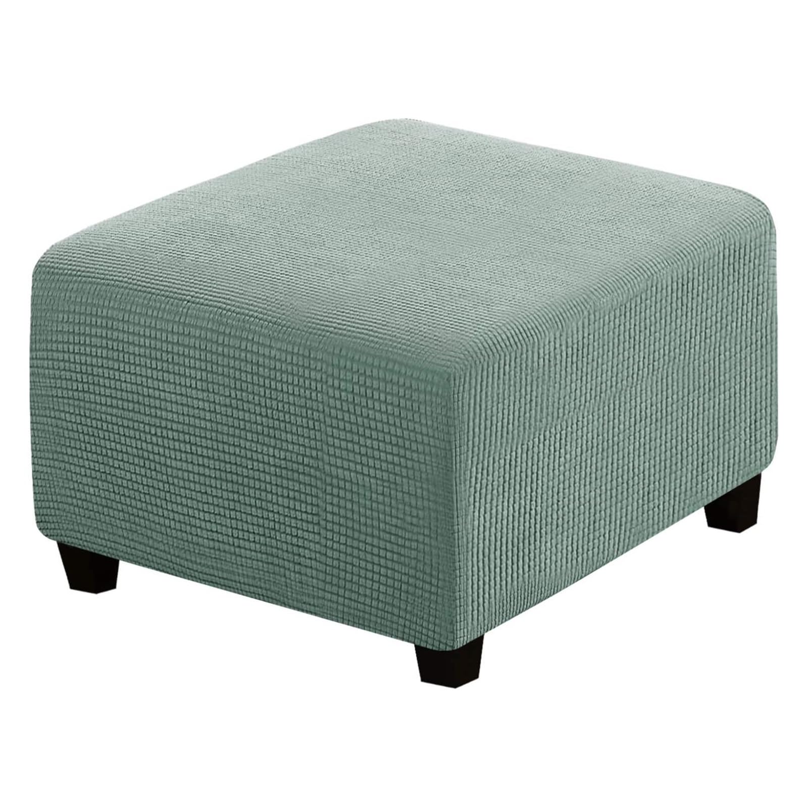 Ljwdys Lightgreen 4 Sizes Square Footstool Cover, Super Soft Stretch Ottoman Pouffe Slipcovers (Color : Size : Xxl)