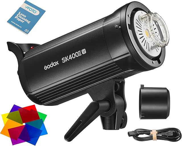Godox SK400II-V Professional Studio Flash, GN65 5700K 400Ws 0.1-1.5s Recycle Time SK400IIV Compact Strobe Flash, 2.4G Wireless X System, Bowens Mount