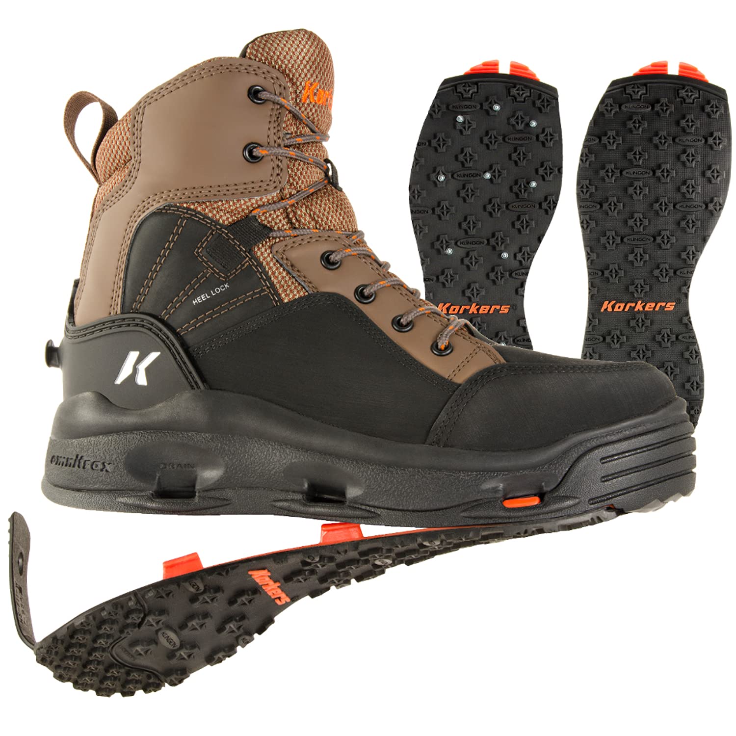 KorkersBuckskin Men's Wading Boots - Durable and Non-Corrosive - Includes Interchangeable Kling-On & Studded Kling-On Soles