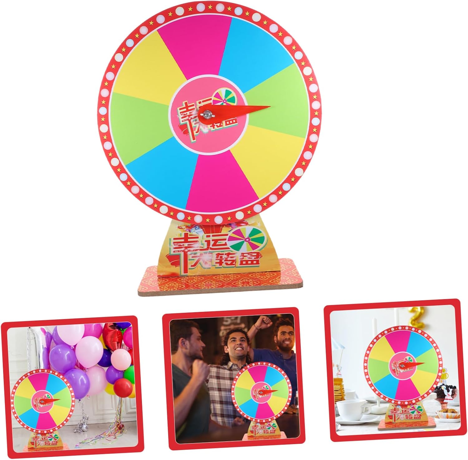 KICHOUSE 8grids Game Party Game Rotating Turntable Stand Wall Fortune Prize Wheel Prize