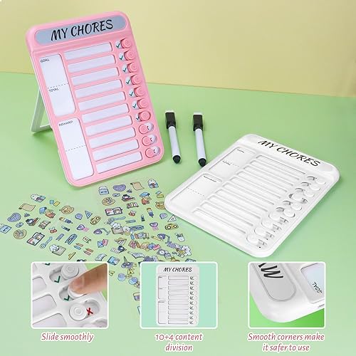 Miniatura 6 de Tabla de tareas de borrado en seco para niños, pizarra magnética de lista de verificación, tablero de lista de tareas reutilizables, planificador de