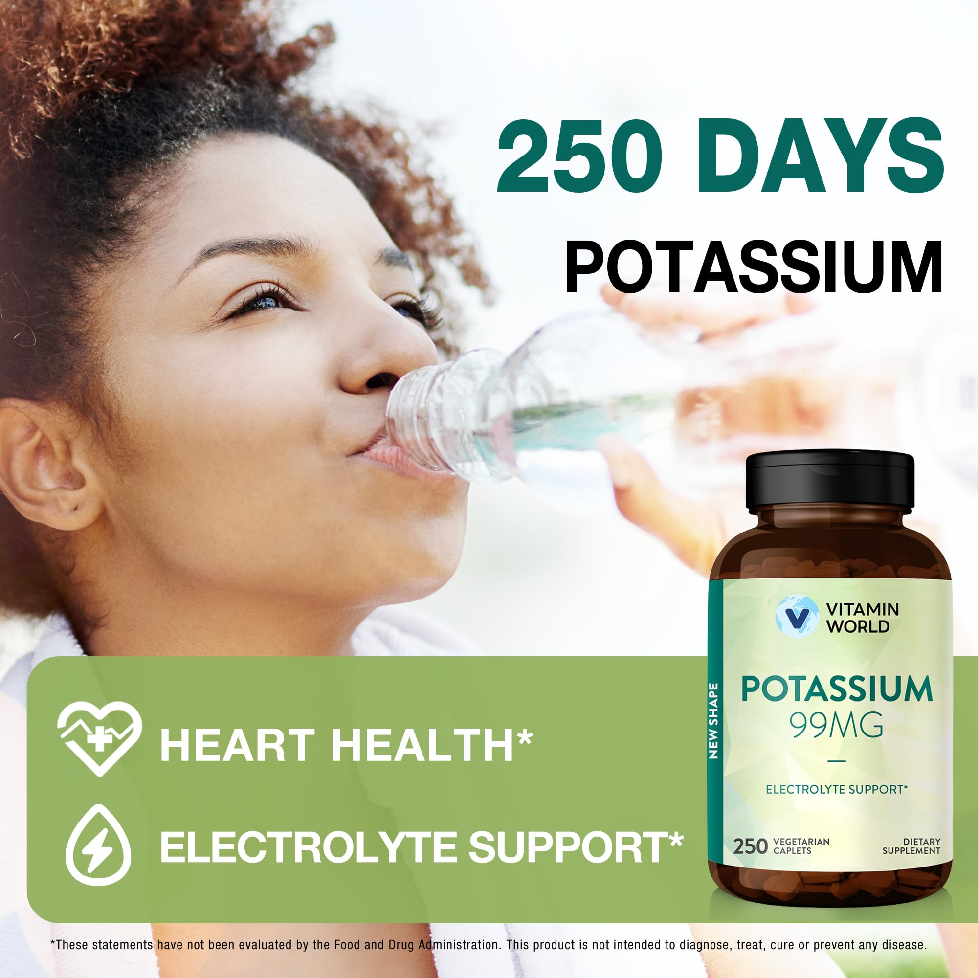 Vitamin World Potassium 99 mg, 250 Vegetarian Caplets — Amazon image 6