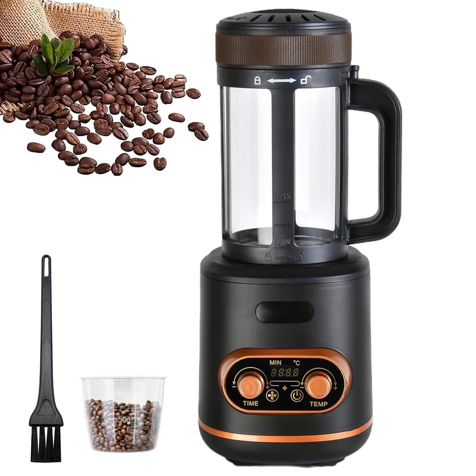 Torréfacteur à air chaud 300g avec minuterie et température réglables pour maison et café