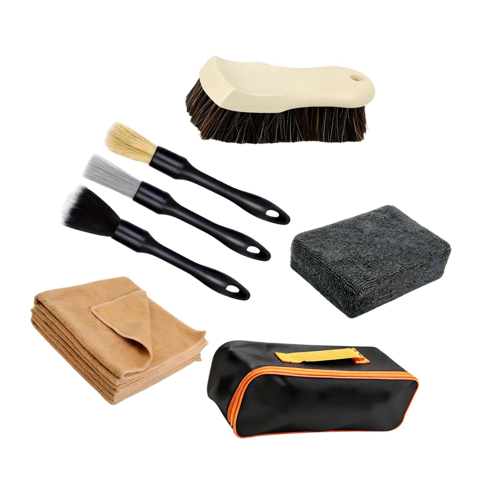 XIOANG Bristle Car Cleaning Kits with Sponge and Brush Interiors Cleaner for Dusting and Maintaining Leather Items Caring Furniture Care Brush
