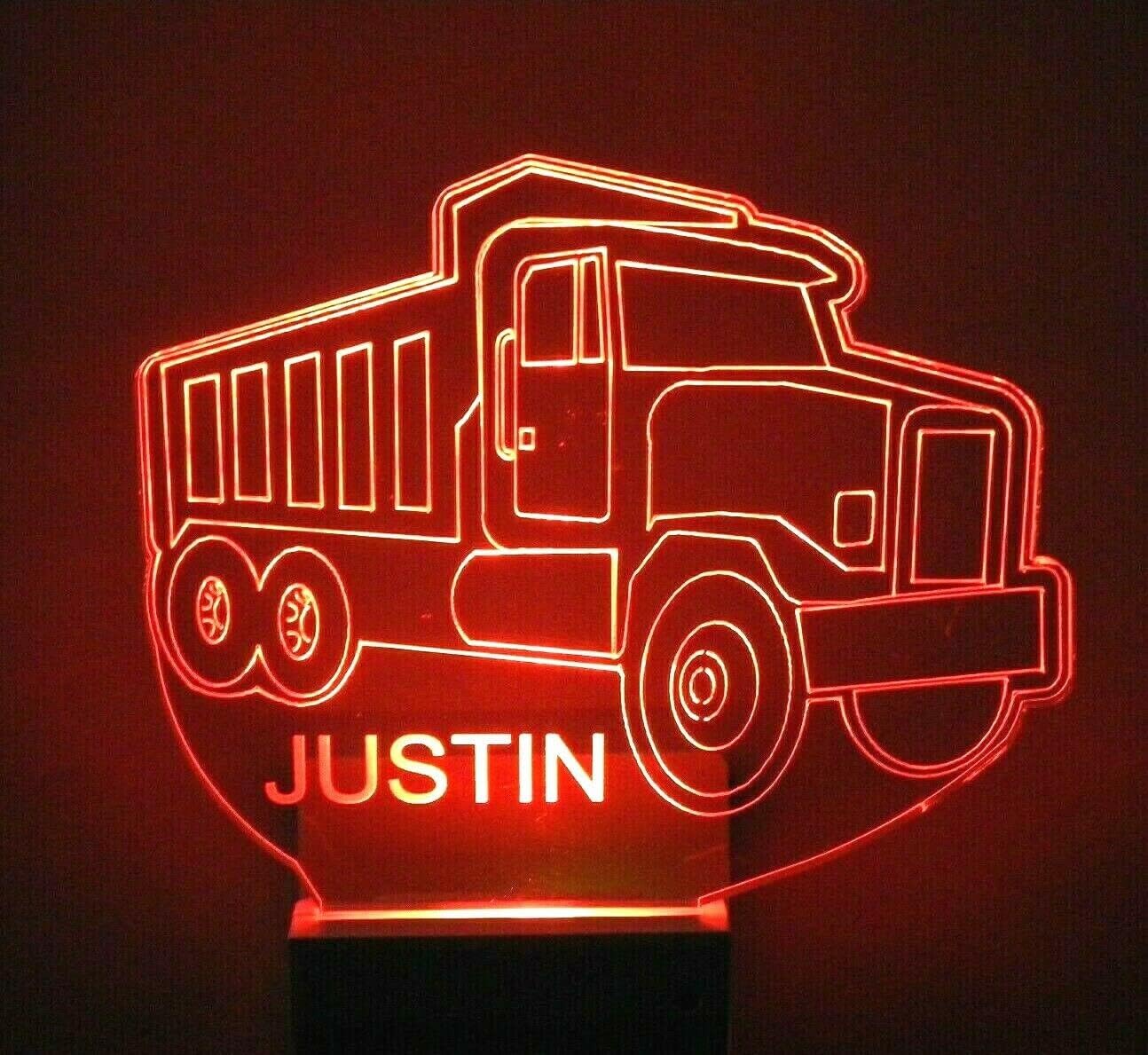 MIRROR MANIA Dump Truck Paving Vehicle Night Light Multi Color Personalized LED Plug-in, Ultra-Slim Cool-Touch with Smart Dusk to Dawn Sensor, Kids Children's Bedroom, Bathroom, Hallway