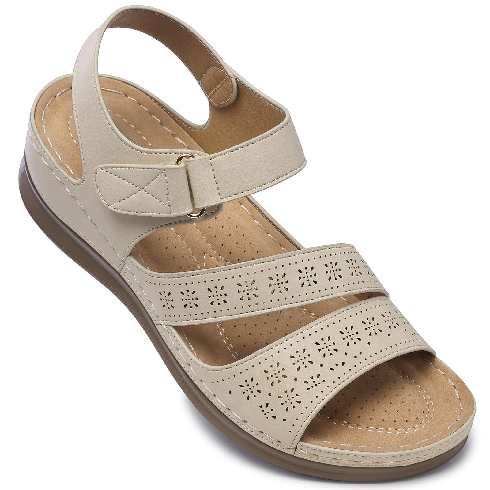 SHIBEVER Women's Wedge Sandals Platform: Comfortable Dressy Arch Support Summer Sandals Open Toe Ankle Strap Walking Women Shoes