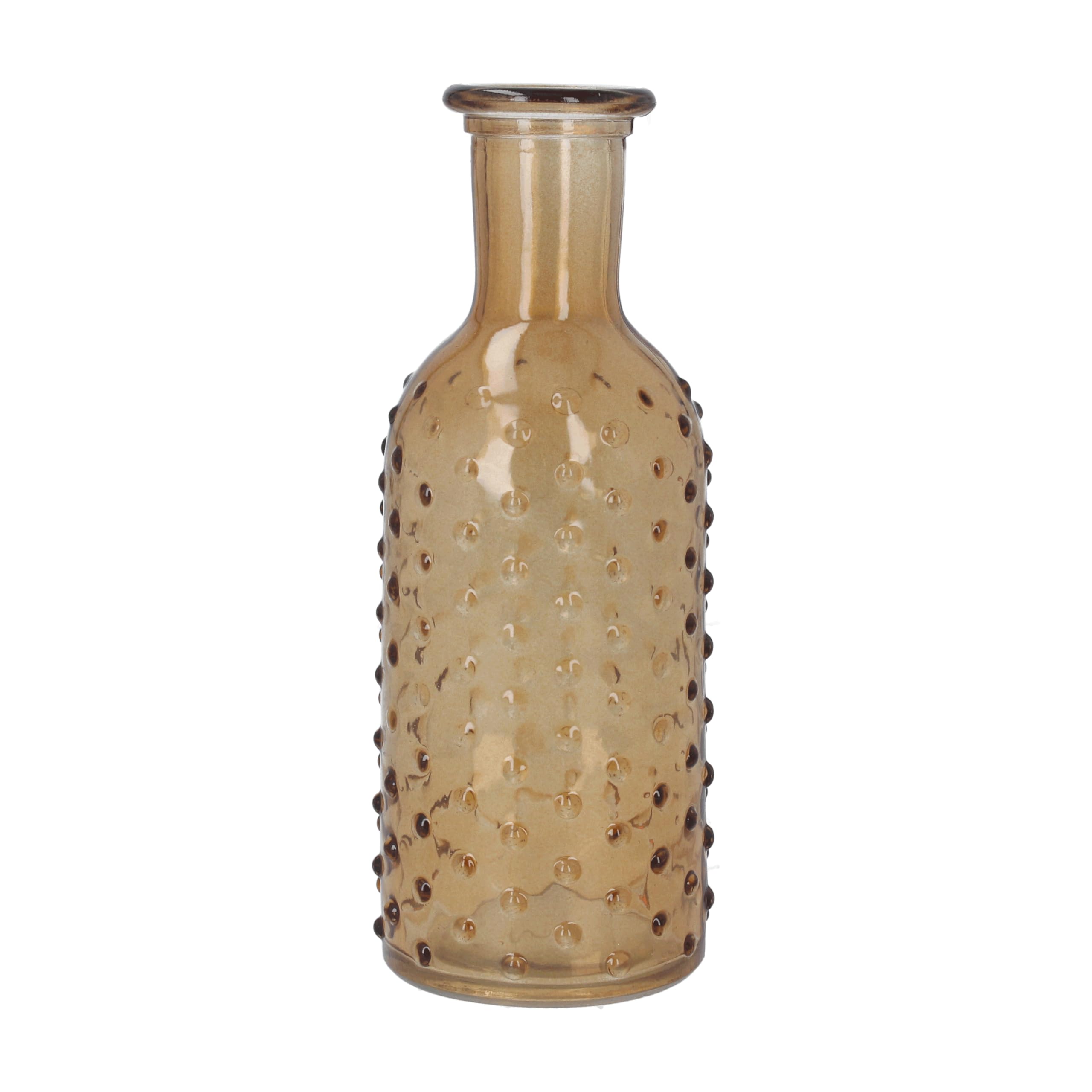 Gisela Graham Amber Light Dimple Glass Bottle Vase 19Cm
