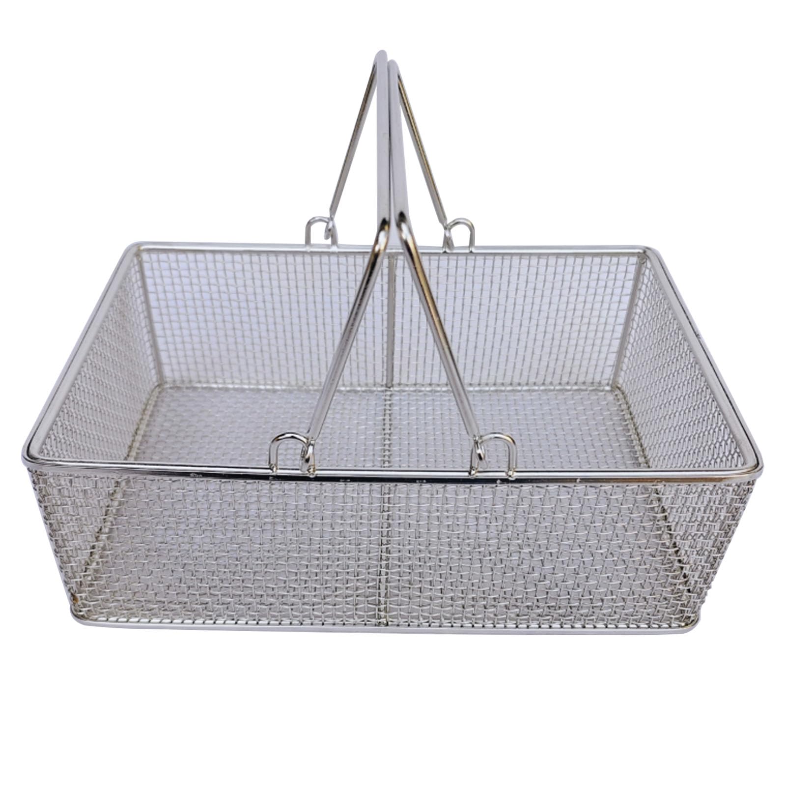Vassoio per strumenti in acciaio inossidabile 304, cestino perforato per sterilizzazione con manico, griglia da 9 mm per chirurgia e odontoiatria, 30 x 20 x 20 cm