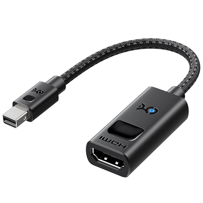 Cable Matters Active 8K Mini DisplayPort 1.4 to HDMI 2.1 Adapter 48Gbps, Support 4K 120Hz / 8K 60Hz, Mini DisplayPort to HDMI 2.1 Cable Adapter in Black | 8K@60Hz / 4K@240Hz, Unidirectional Mini DisplayPort to HDMI 2.1 Cable Adapter
