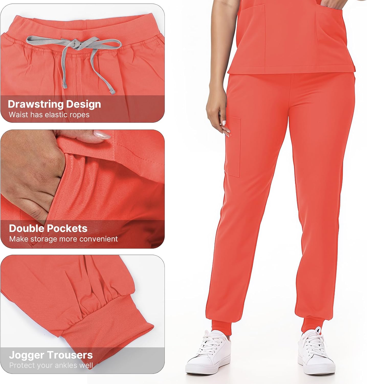 Scrubs Set for Women Nurse Uniform V-Neck Top and Drawstring Jogger Pants with Multi Pocket Nurse Workwear - Image 4