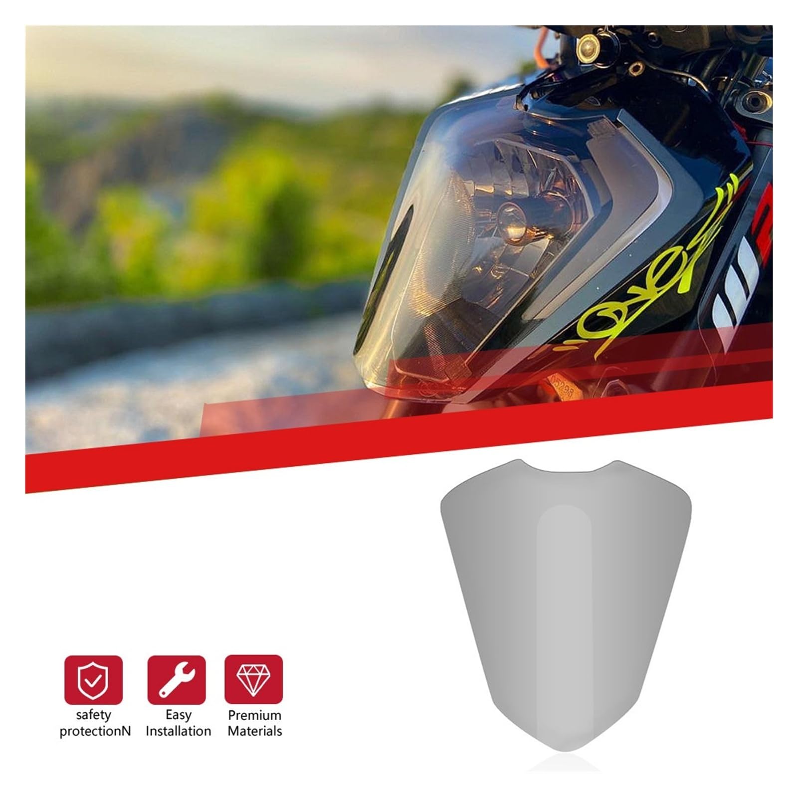 osłona reflektora motocykl Dla KTM DUKE250 DUKE 250 Osłona Reflektora Motocykla, Folia Ochronna Zmieniająca Kolor, Soczewka Reflektora metalowy retro grill(Yellow)