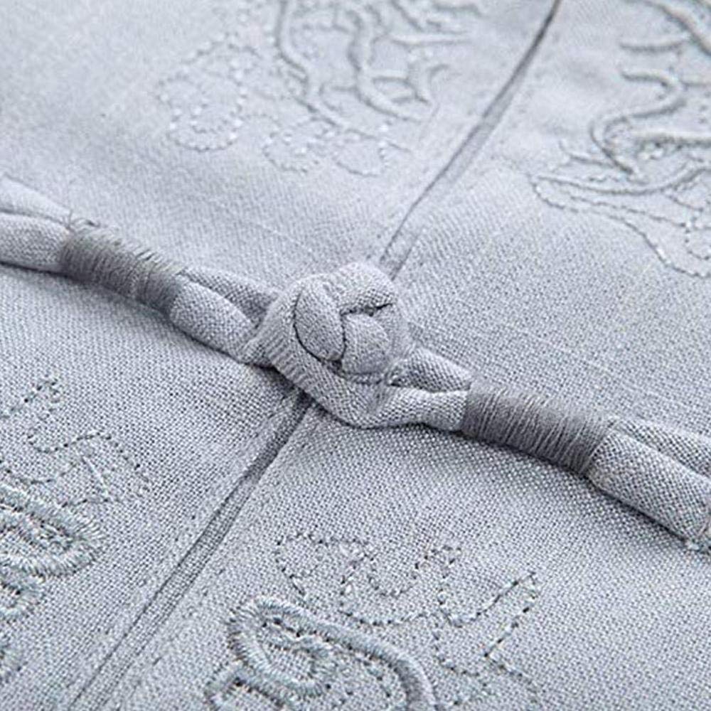 Tradycyjny mundur sztuk walki Mundur treningowy Kung Fu Tai Chi dla mężczyzn, czarno-szary, rozmiary 164-190 cm(Grey,164)