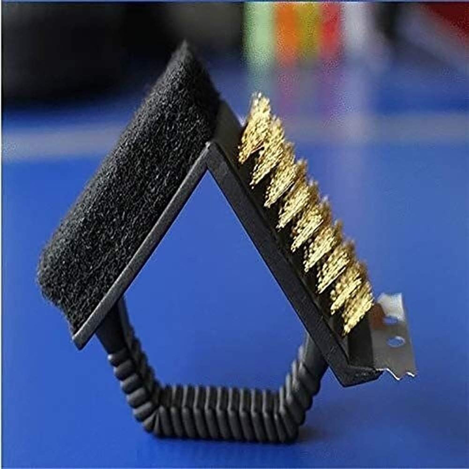 Cepillo de limpieza de barbacoa multifuncion 3 en 1 con esponja y raspador para parrilla, accesorio de limpieza duradero with Set di Spazzola in Acciaio e scovo