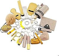 Vista 10 de Shiny Safety Keychain Set with Personal Alarm, 19 Pcs Keychain Accessories Kit with Whistle Pompom, Gift Set for Women Rojo