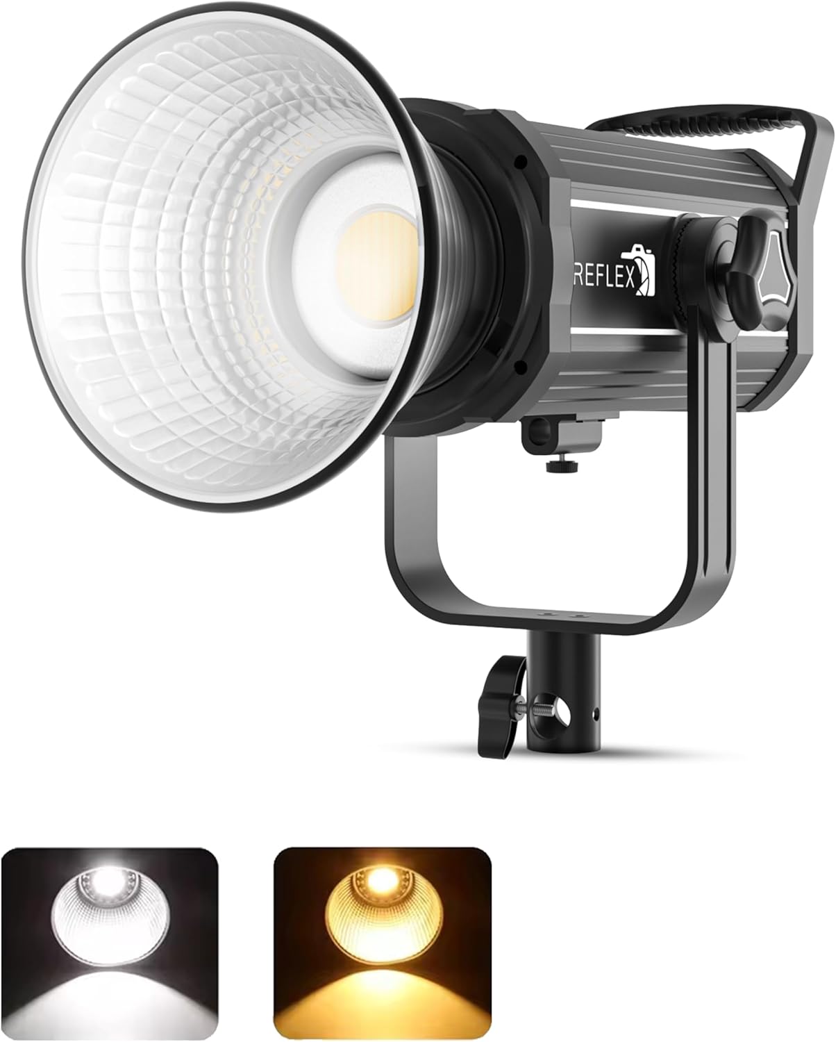 Reflex Camera 200W Dimmable Bi-Color LED COB Light with Bowens Mount, 2700K-6500K, Professional Studio Lighting, Adjustable Brightness, Durable, Continuous Lighting for Video Production & Photography