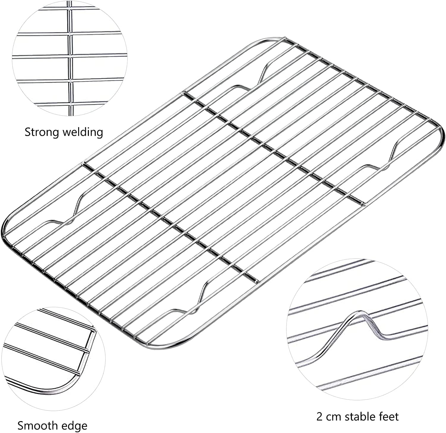 Onader Bakplaat met koelrek, roestvrijstalen rechthoekige bakvorm, ovenschaal met taartrek set, 31,4 x 24,6 x 2,5 cm, niet-giftig en vaatwasmachinebestendig