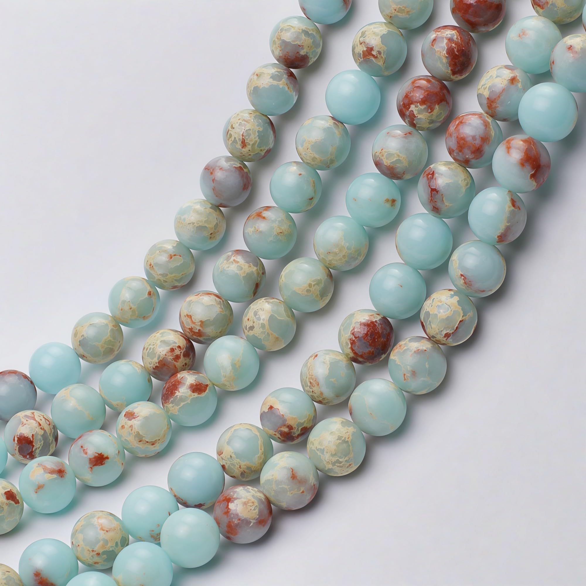 MJDCB 4mm 85 piezas Cuentas de Piedra Piel Serpiente Redondas Sueltas Piedras Semipreciosas Naturales para Hacer Joyas Pulseras Collares — view 7