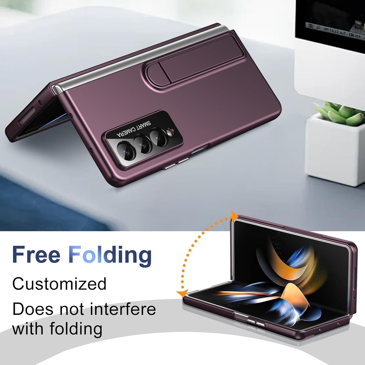 for Samsung Galaxy Z Fold 4 Case with Kickstand [with Screen Protector] [Camera Protection] Kickstand Protection, Shockproof Cover, Ultra Slim Case for Samsung Z Fold 4 5G Phone Cases with Stand Red