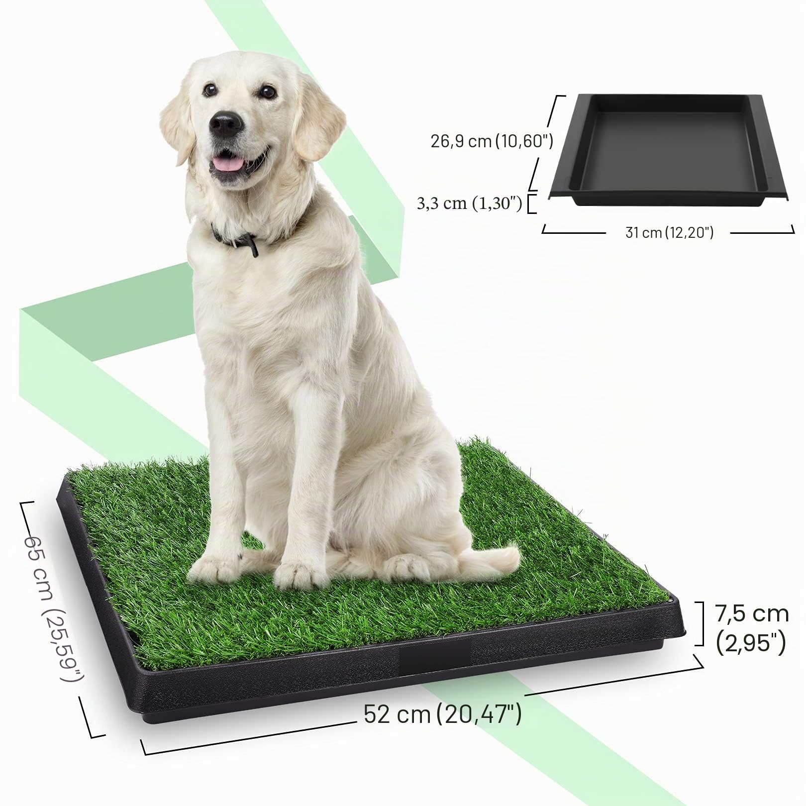 Sailnovo Hundeklo Hundetoilette Welpentoilette mit Kunstrasen, 63x50cm Hunde Toilette Welpenklo Haustiertoilette Trainingsunterlage