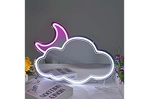 Dual-Function Neon Sign Mirror: Cloud & Moon Room Decor