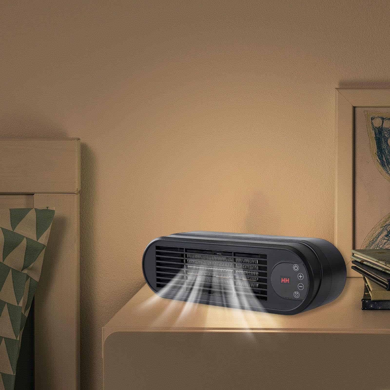 Colcolo Calefactor Eléctrico Portátil de Escritorio con Panel Táctil Ventilador de Cerámico PTC Temporizador Ajustable Control Remoto Adecuado para
