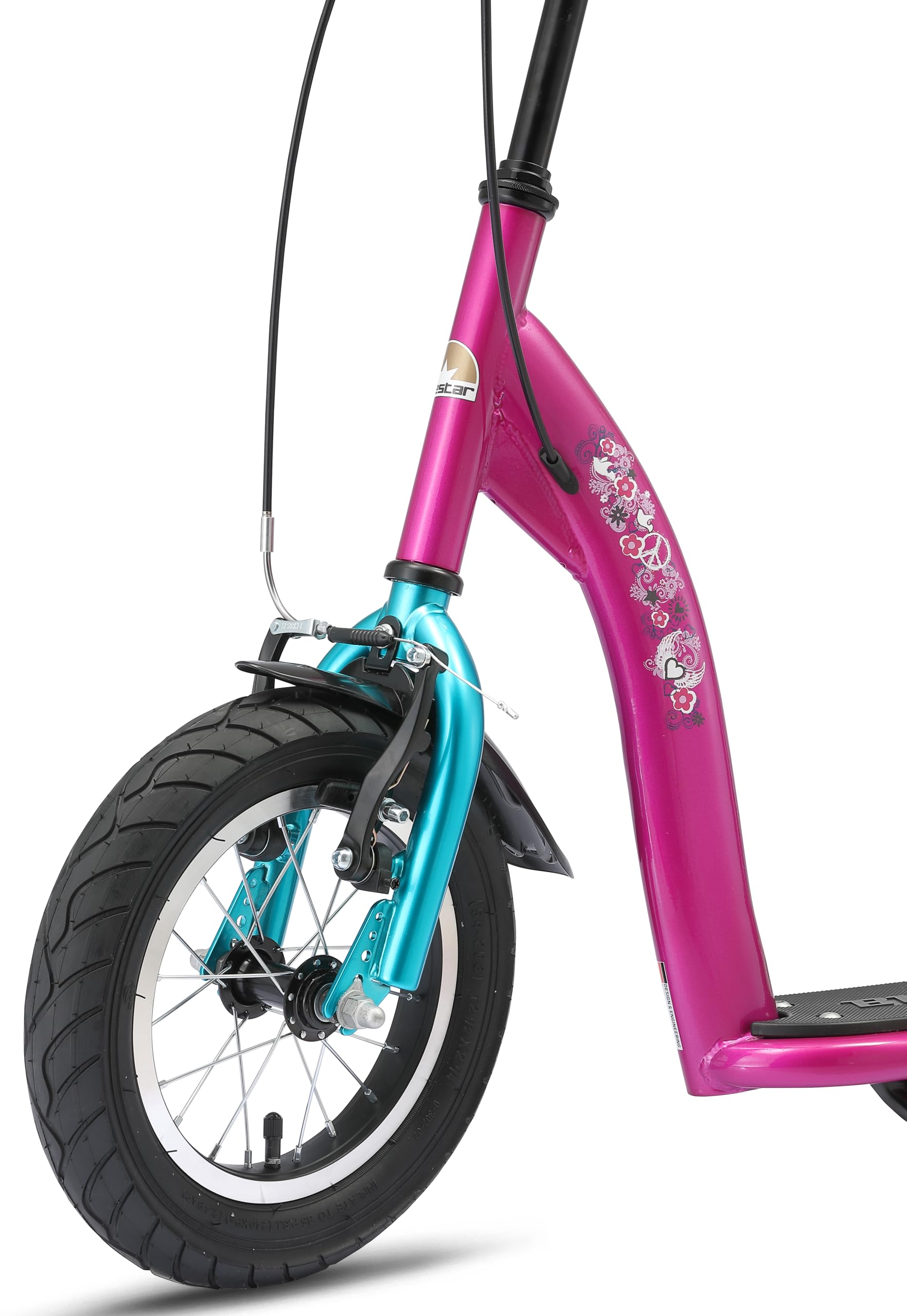 STAR SCOOTER Roller Kinderroller Tretroller Kickscooter mit Luftreifen für Jungen und Mädchen ab 6-7 Jahre | 12 Zoll Sport Kinder Scooter | Risikofrei Testen
