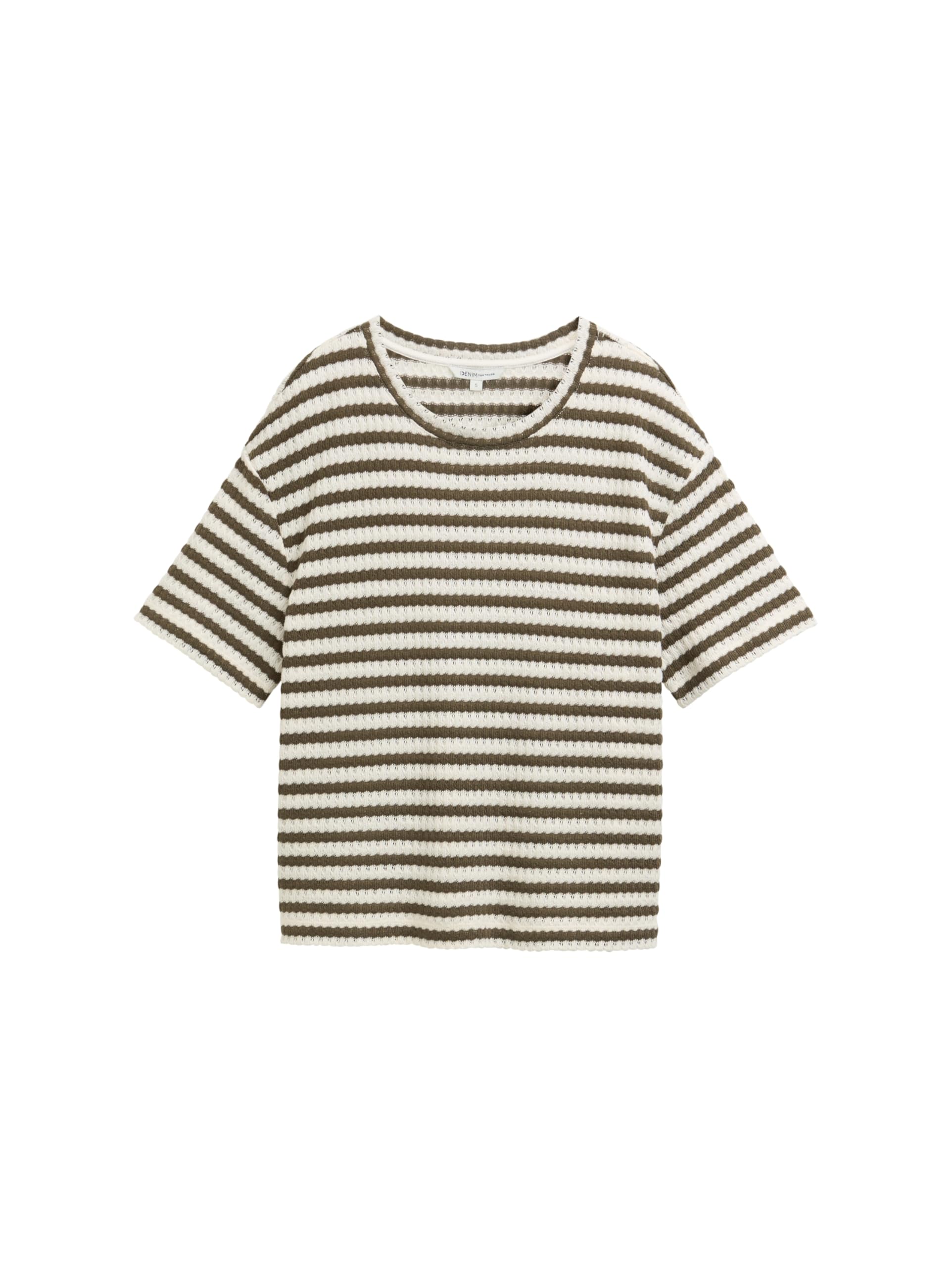 TOM TAILOR Denim Women's 1046622 Sweatshirt, 37852-Olive White Stripe, M