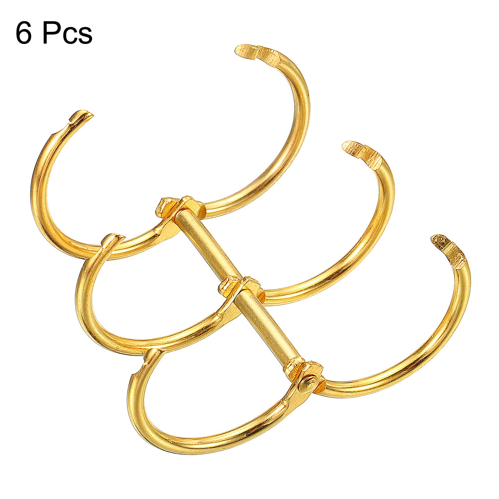 PATIKIL 1" Dia 3-Rings Book Rings, 6 Pack Metal Binder Rings Loose Leaf Ring Detachable for Office Desk Calendar Photo Album Gold Tone - Image 3