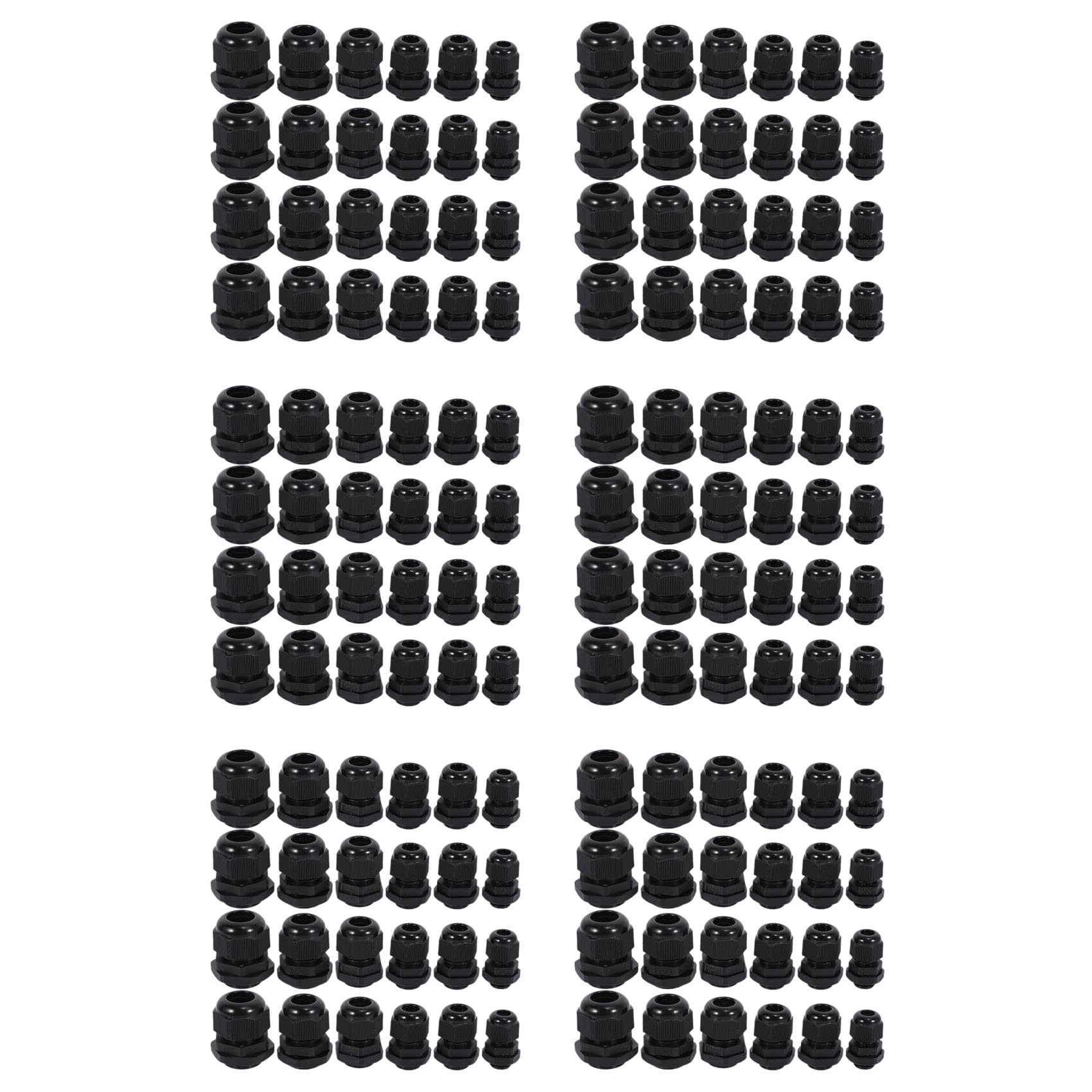 Oewwthy 144 Pcs Plastic Waterproof Adjustable 3.5-13Mm Cable Gland Joints, Pg7, Pg9, Pg11, Pg13.5, Pg16, Pack Of 144