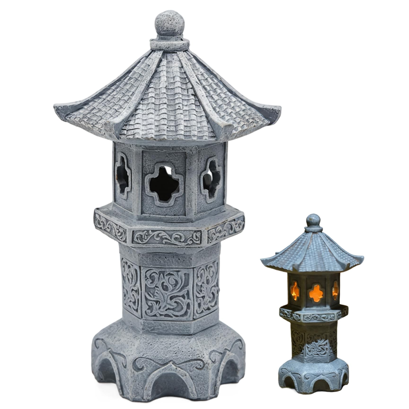 Statue de pagode de Jardin, décorations solaires pagode 26 cm, Statue Jardin Zen Asiatique, Statues d'extérieur japonaises, Lampe-Lanterne pour Cour, terrasse, pelouse (Croix)
